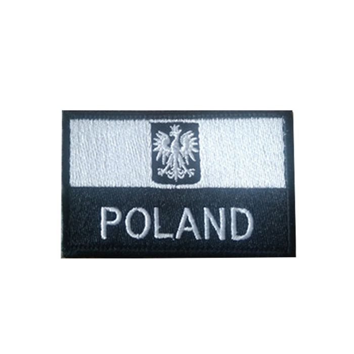 Embroidered Patch — Little Flag White\' Black and Velcro Patch \'Polish Poland Co |