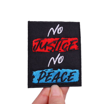 Red and Blue 'No Justice No Peace' Embroidered Patch