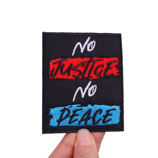 Red and Blue 'No Justice No Peace' Embroidered Patch