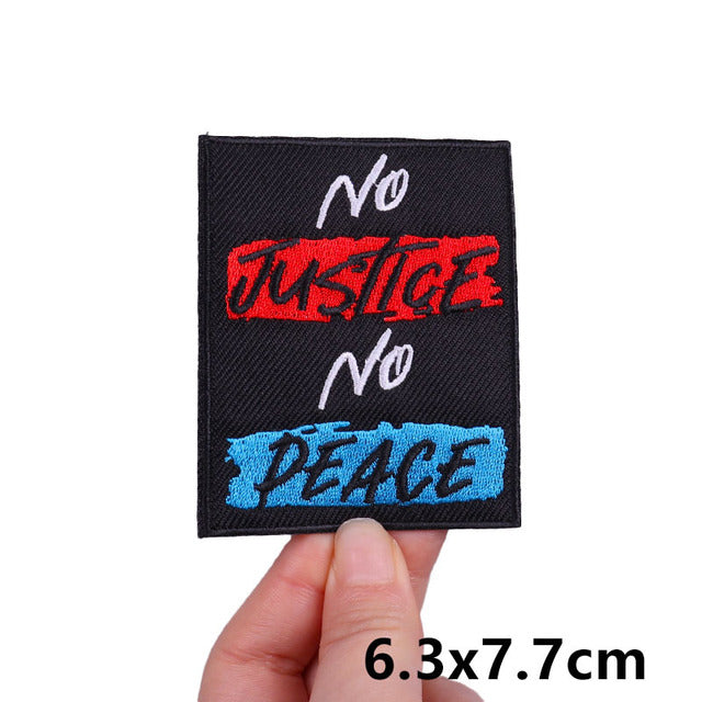 Red and Blue 'No Justice No Peace' Embroidered Patch
